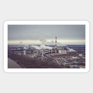 Heat and power plant under dark cloudy sky Sticker